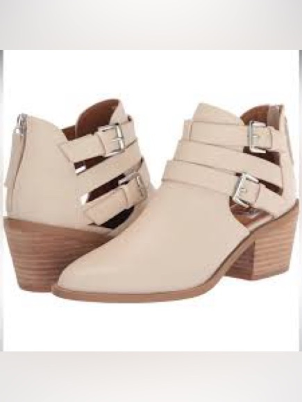 Dolce Vita Good Condition Cream Triple-Strap Ankle Booties Scratches Toes Size 8